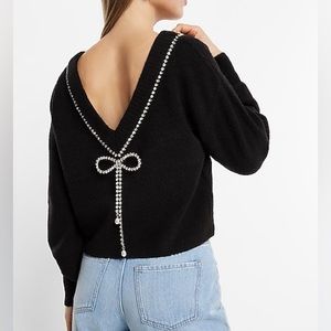 NWT express bow embellished sweater - size XS - black